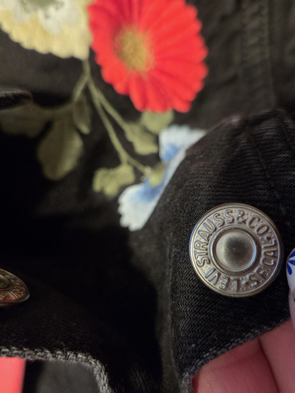Levi's Black Women's Jean Jacket with Floral Embroidery